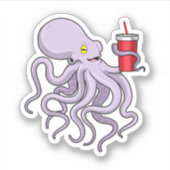Octopus met Drink mok Sticker (Voorkant)