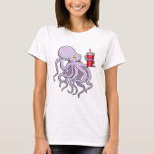 Octopus met Drink mok T-shirt (Voorkant)
