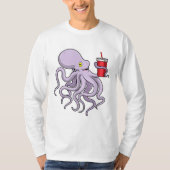 Octopus met Drink mok T-shirt (Voorkant)