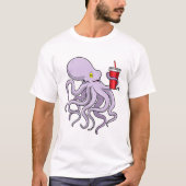Octopus met Drink mok T-shirt (Voorkant)