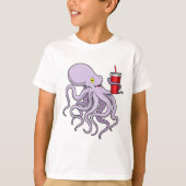 Octopus met Drink mok T-shirt (Voorkant)
