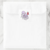 Octopus met Drink mok Vierkante Sticker (Tas)