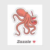 Octopus met Drink Sticker (Vel)