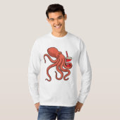 Octopus met Drink T-shirt (Voorkant volledig)