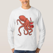 Octopus met Drink T-shirt (Voorkant)