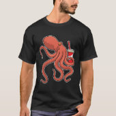 Octopus met Drink T-shirt (Voorkant)