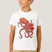 Octopus met Drink T-shirt (Voorkant)