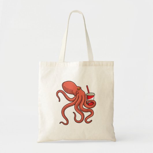 Octopus met Drink Tote Bag (Voorkant)