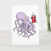 Octopus met drinkbeker kaart (Voorkant)