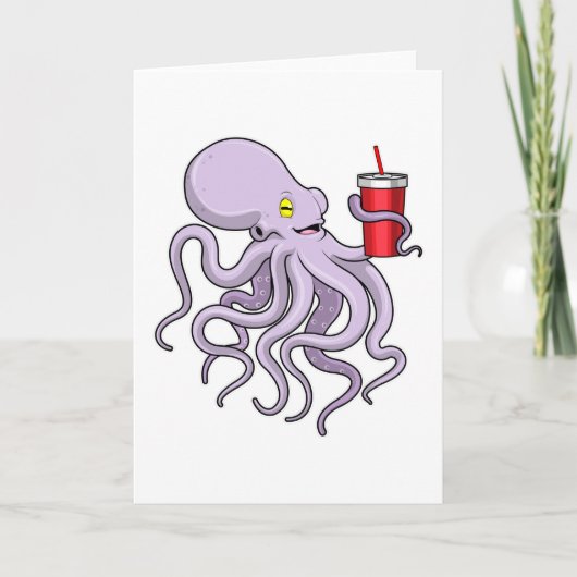 Octopus met drinkbeker kaart (Voorkant)
