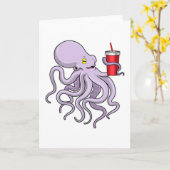 Octopus met drinkbeker kaart (Gele Bloem)