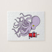 Octopus met drinkbeker legpuzzel (Horizontaal)