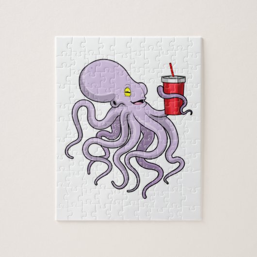 Octopus met drinkbeker legpuzzel (Verticaal)