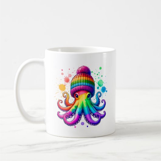 Octopus met een benie koffiemok (Links)