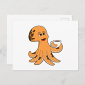 Octopus met een kopje koffie briefkaart (Voorkant / Achterkant)