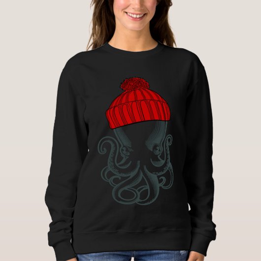Octopus met een muts sokhoed Grafisch Trui (Voorkant)