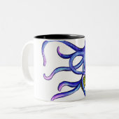 Octopus met een pekelaar tweekleurige koffiemok (Voorkant links)