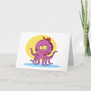 Octopus met een rode bal Pet Wenskaarten Kaart