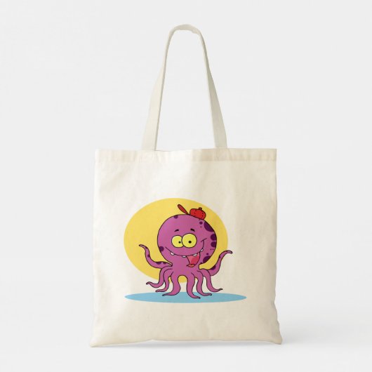 Octopus met een rode bal Petten Canvas tas (Achterkant)