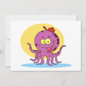 Octopus met een rood Pet uitnodigingen (Voorkant)