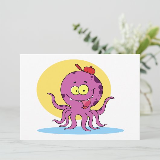 Octopus met een rood Pet uitnodigingen