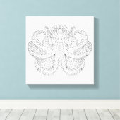 Octopus met etnische patronen 6 canvas afdruk (Insitu (Houten vloer))
