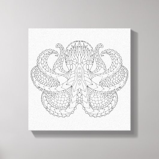 Octopus met etnische patronen 6 canvas afdruk (Voorkant)