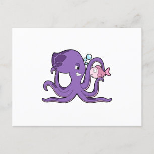 Octopus met Fish.PNG Briefkaart