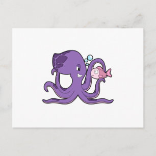 Octopus met Fish.PNG Briefkaart