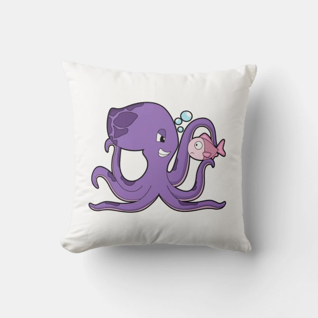 Octopus met Fish.PNG Kussen (Voorkant)