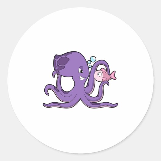 Octopus met Fish.PNG Ronde Sticker (Voorkant)