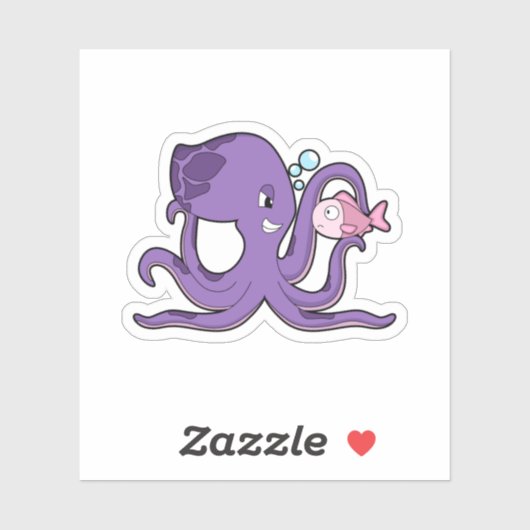 Octopus met Fish.PNG Sticker (Vel)