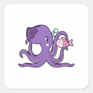 Octopus met Fish.PNG Vierkante Sticker