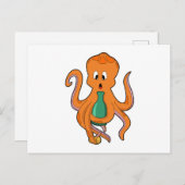 Octopus met Fles.PNG Briefkaart (Voorkant / Achterkant)
