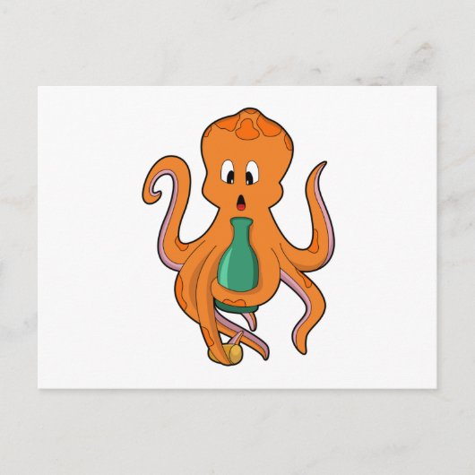 Octopus met Fles.PNG Briefkaart (Voorkant)