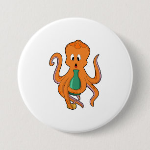 Octopus met fles.PNG Ronde Button 7,6 Cm