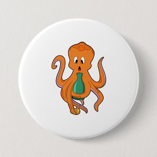 Octopus met fles.PNG Ronde Button 7,6 Cm (Voorkant)