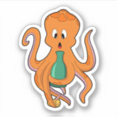 Octopus met fles.PNG Sticker (Voorkant)