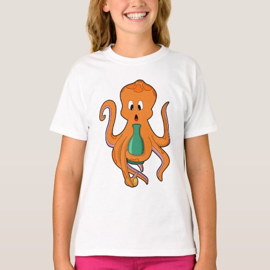 Octopus met fles.PNG T-shirt (Voorkant)