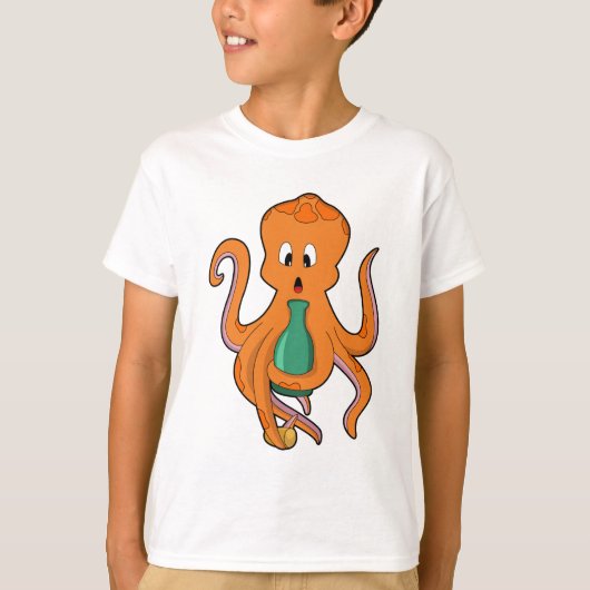Octopus met fles.PNG T-shirt (Voorkant)
