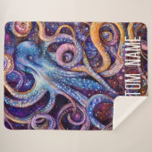 Octopus met gepersonaliseerde naam Aquatic Life Sherpa Deken (Voorkant (horizontaal))