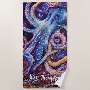 Octopus met gepersonaliseerde naam Aquatic Life Strandlaken