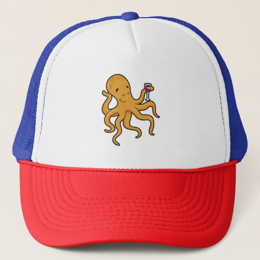Octopus met glas sap trucker pet (Voorkant)