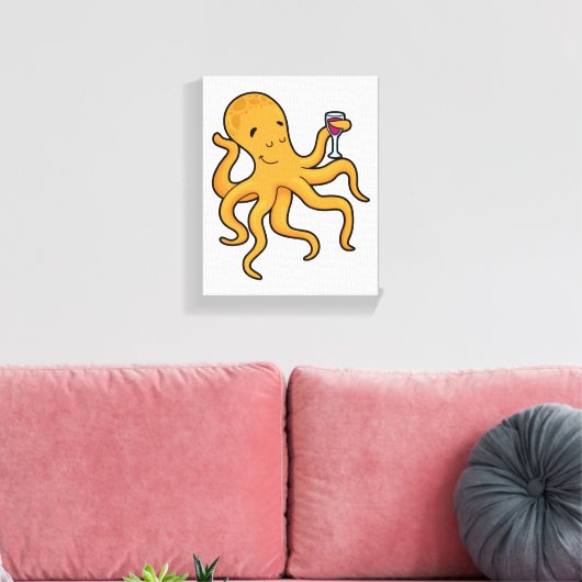 octopus met glas van ijs canvas afdruk (Insitu (Woonkamer))