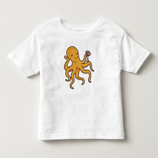 octopus met glas van ijs kinder shirts (Voorkant)