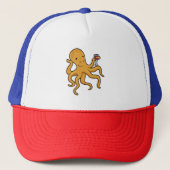 octopus met glas van ijs trucker pet (Voorkant)