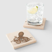 Octopus met glazen kolf Steampunk Nautisch Dier Stenen Onderzetter (Zijkant)