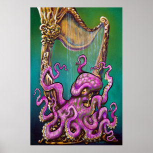 Octopus met Harp Poster