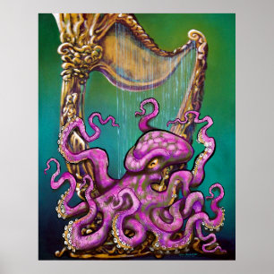 Octopus met Harp Poster