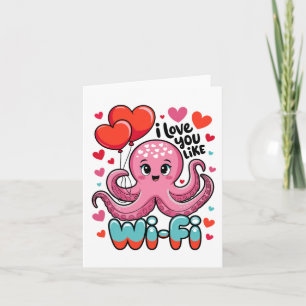Octopus Met Hart Ballonnen Ik Hou Van Jou Als Wi-f Kaart